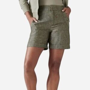 Athleta Voyager Linen Shorts Plus Size 22 Olive Green Easy Care Lightweight NEW